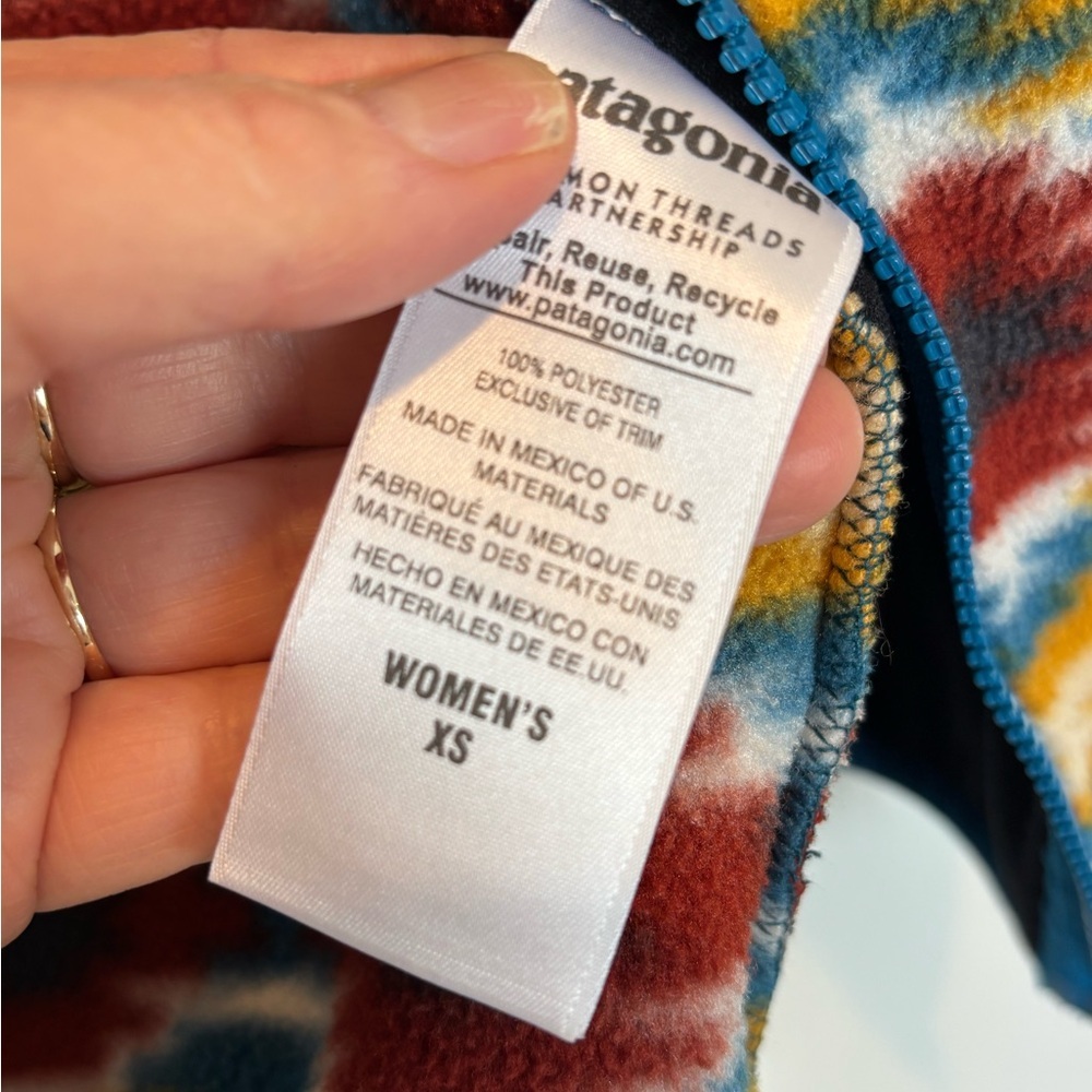 Patagonia Multicolor Patterned Fleece Vest - Mustard, Teal, Burgundy - Picture 5 of 6